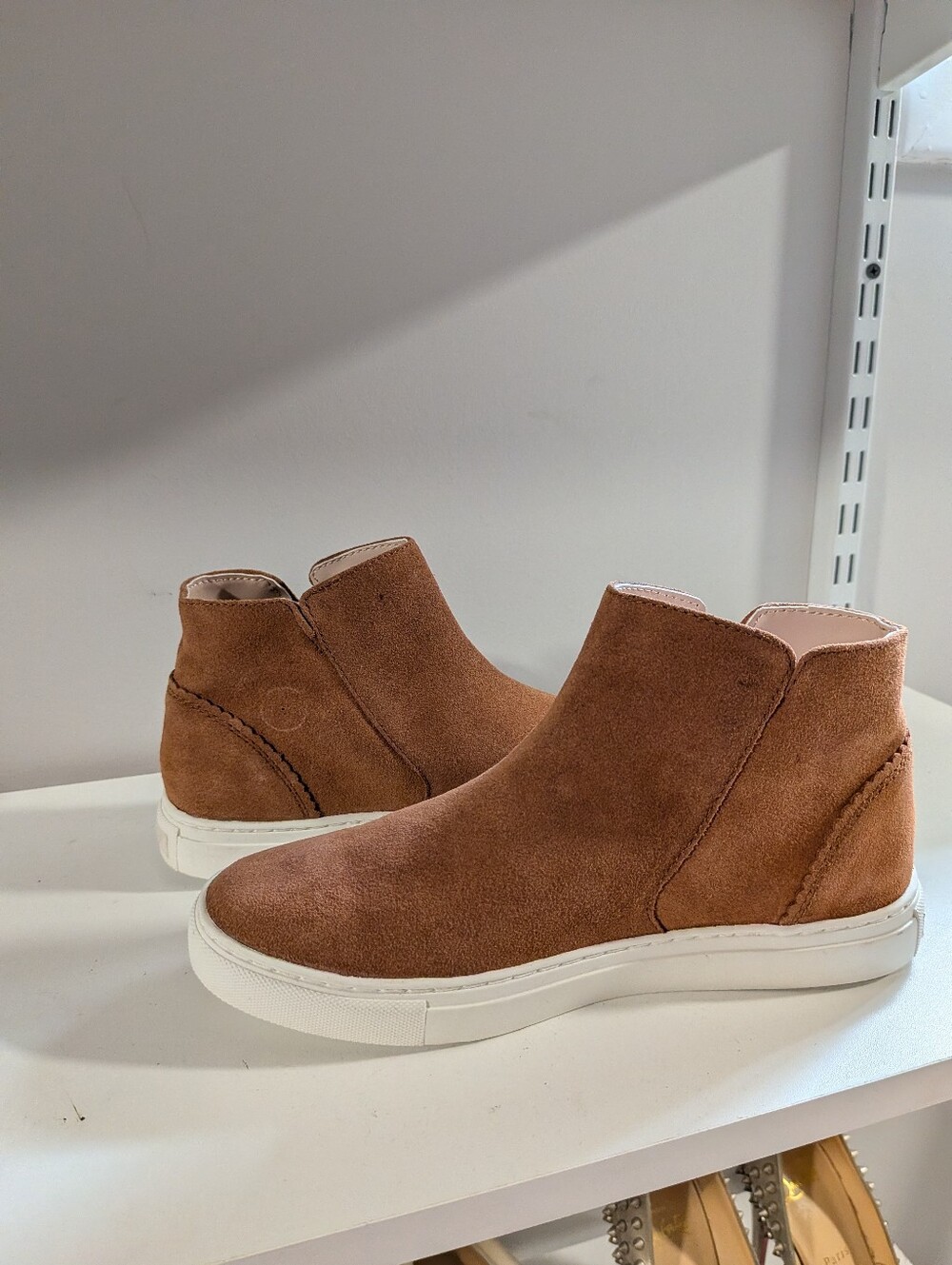 Kate Spade New York Suede High Top Sneaker Booties Cognac Size 6B - Picture 4 of 7